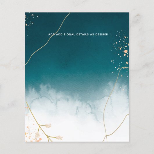 Papier BUDGET Moderne Abstrait mariage Turquoise or Invit (Dos)