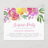 Papier Budget Moderne Aquarelle Florale Surprise Party (Devant)