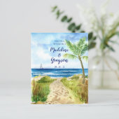 Papier BUDGET Moderne Aquarelle Plage QR Code Invitation (Debout devant)