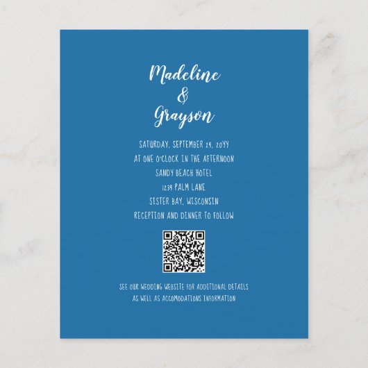 Papier BUDGET Moderne Aquarelle Plage QR Code Invitation (Dos)