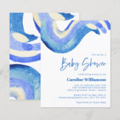 Papier Budget Moderne Art Abstrait Baby shower bleu (Devant / Derrière)