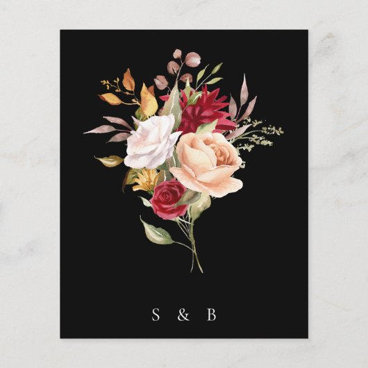 Papier Budget Moderne Automne Floral Mariage noir (Dos)