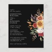 Papier Budget Moderne Automne Floral Mariage noir (Devant)
