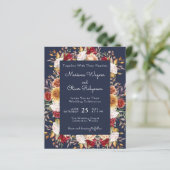Papier Budget Moderne Automne Floral Marine Mariage bleu (Debout devant)