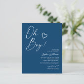 Papier Budget Moderne Baby shower Bleu Invitation (Debout devant)