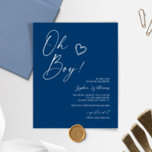 Papier Budget Moderne Baby shower Bleu Invitation