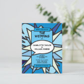 Papier Budget Moderne Bleu Faire-part de mariage de livre (Debout devant)