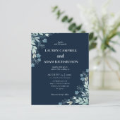 Papier Budget Moderne Bleu Faire-part de mariage Foliing (Debout devant)