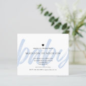 Papier Budget Moderne Bleu Minimum Baby shower Invitation (Debout devant)