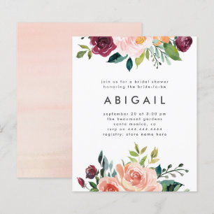 Papier Budget Moderne Blush Bourgogne Fête des mariées Fl