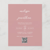 Papier BUDGET Moderne Blush Pink Photo QR Code Mariage (Devant)