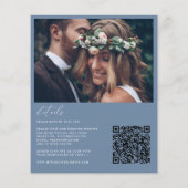 Papier Budget Moderne Boho Dusty Blue Photo Wedding Invit (Dos)
