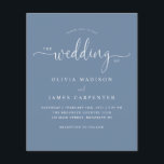 Papier Budget Moderne Boho Dusty Blue Photo Wedding Invit<br><div class="desc">Budget Moderne Élégant Script Calligraphie QR Code Site Web Mariage Détails Dusty Blue Photo Faire-part de mariage</div>