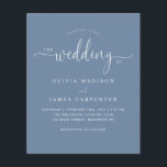 Papier Budget Moderne Boho Dusty Blue Photo Wedding Invit<br><div class="desc">Budget Moderne Élégant Script Calligraphie QR Code Site Web Mariage Détails Dusty Blue Photo Faire-part de mariage</div>