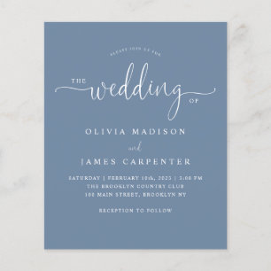 Papier Budget Moderne Boho Dusty Blue Photo Wedding Invit
