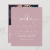 Papier Budget Moderne Boho Dusty Rose Photo Mariage Invit (Devant / Derrière)