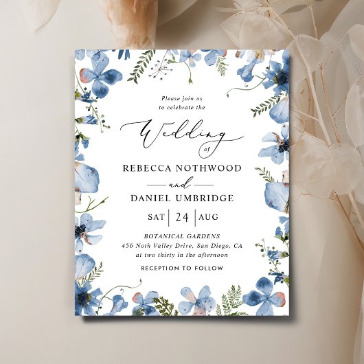 Papier Budget moderne Boho Faire-part de mariage bleu