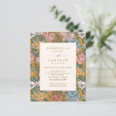 Papier Budget Moderne Boho Floral Jaune Mariage Invitatio (Debout devant)