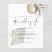 Papier Budget Moderne Boho Gris Beige Faire-part de maria (Devant)