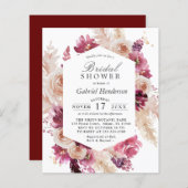 Papier Budget Moderne Boho Maroon nuptiale de douche Invi (Devant / Derrière)