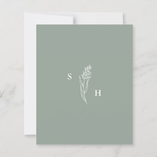 Papier BUDGET Moderne Boho Sage Vert Fleur sauvage Mariag (Dos)