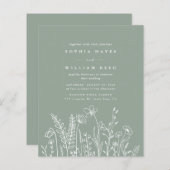 Papier BUDGET Moderne Boho Sage Vert Fleur sauvage Mariag (Devant / Derrière)