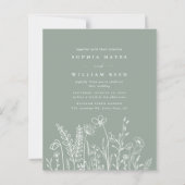 Papier BUDGET Moderne Boho Sage Vert Fleur sauvage Mariag (Devant)