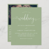 Papier Budget Moderne Boho Sage Vert Photo Mariage Invita (Devant / Derrière)