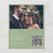 Papier Budget Moderne Boho Sage Vert Photo Mariage Invita (Dos)