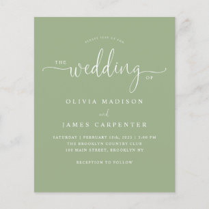 Papier Budget Moderne Boho Sage Vert Photo Mariage Invita