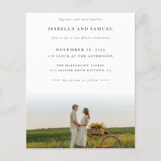 Papier Budget Moderne Boho Simple 2 Photo Wedding Invite (Dos)