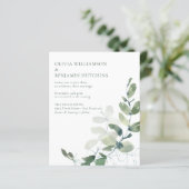Papier Budget Moderne Botanique Eucalyptus Mariage RSVP (Debout devant)