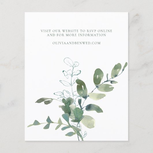 Papier Budget Moderne Botanique Eucalyptus Mariage RSVP (Dos)