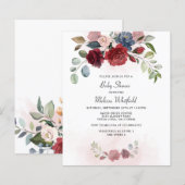 Papier Budget Moderne Bourgogne Floral Baby shower de ver (Devant / Derrière)