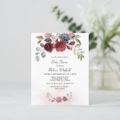 Papier Budget Moderne Bourgogne Floral Baby shower de ver (Debout devant)