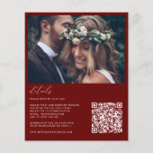 Papier Budget Moderne Bourgogne Rouge Photo Mariage Invit (Dos)
