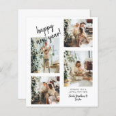 Papier BUDGET Moderne Brosse Script 4 Photo Bonne année (Devant / Derrière)
