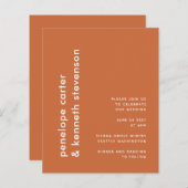 Papier Budget Moderne Burnt Orange Simple Mariage Invitat (Devant / Derrière)