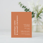 Papier Budget Moderne Burnt Orange Simple Mariage Invitat (Debout devant)