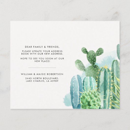 Papier Budget moderne Cactus Weve Moved Moved Faire-part (Dos)