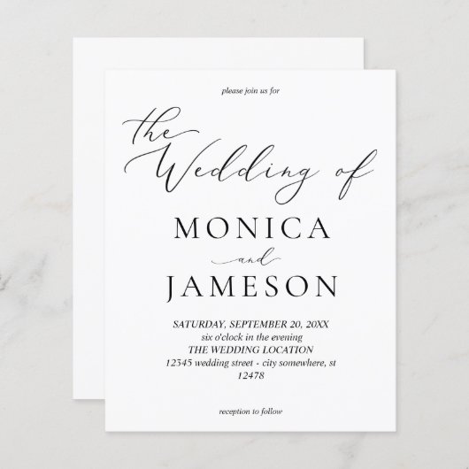 Papier Budget Moderne Calligraphie V2 Mariage (Devant / Derrière)