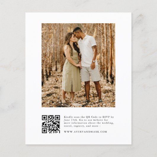 Papier Budget Moderne Code QR Faire-part de mariage (Dos)