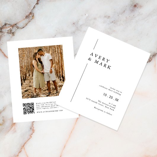 Papier Budget Moderne Code QR Faire-part de mariage