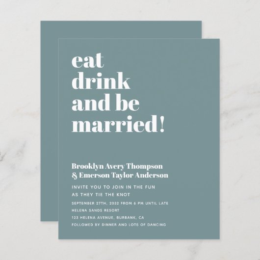 Papier Budget Moderne Code QR Faire-part de mariage (Devant / Derrière)