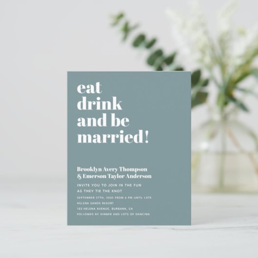 Papier Budget Moderne Code QR Faire-part de mariage (Debout devant)