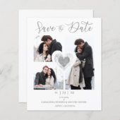 Papier Budget Moderne Coeur 3 Photos Romantique Mariage (Devant / Derrière)