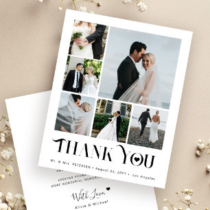 Papier Budget moderne collage multi-photo mariage remerci
