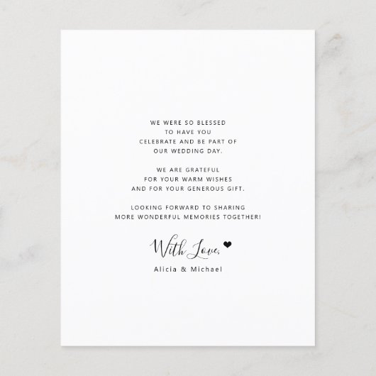 Papier Budget moderne collage multiphoto mariage merci (Dos)