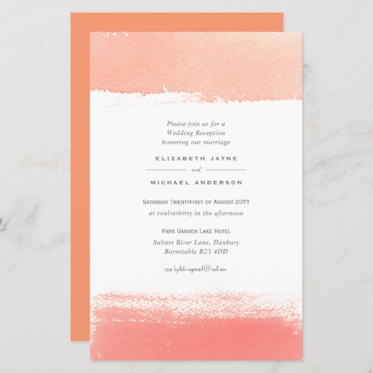 Papier BUDGET Moderne Couleur Laver Mariage Inviter A9 (Devant / Derrière)
