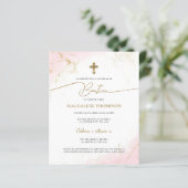 Papier Budget Moderne Croix Dorée Fille Bautizo Rose (Debout devant)